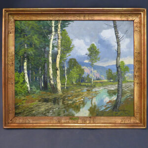 starozitny obraz malir bohumil berghauer krajina jezirko