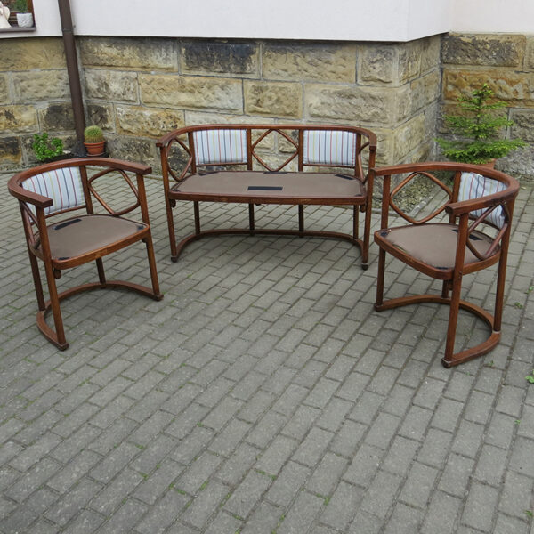 starozitny design set kreslo sedacka josef hoffmann j j kohn videnska secese