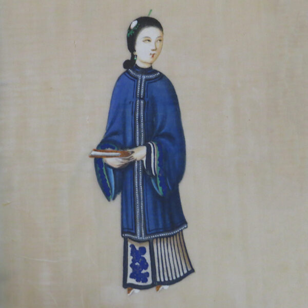 starozitny obrazek divka hedvabi china qing